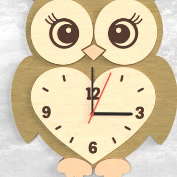 Intra απο ξύλο plywood  Χρώμα wenge 3mm-4mm πάχος - Cute Owl Wall Clock - Δίασταση 30x20 cm INTRAFABR-77677157 - Image 1