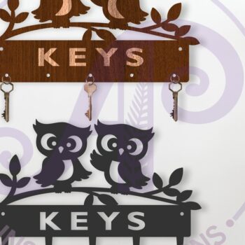 Intra απο ξύλο plywood  Χρώμα wenge 3mm-4mm πάχος - Σχέδια κουκουβάγιας για κλειδί Δίασταση 30x20 cm INTRAFABR-77677197 - Image 1