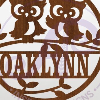 Intra απο ξύλο plywood  Χρώμα wenge 3mm-4mm πάχος - Cute Owls Όνομα τοίχου Τέχνη με λέιζερ κομμένο σημάδι Δίασταση 40x50 cm INTRAFABR-77677228 - Image 1