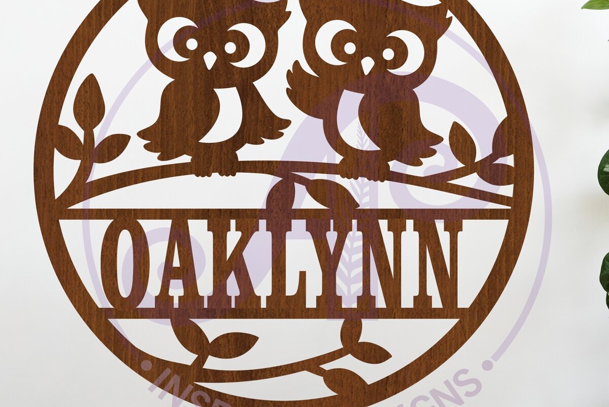 Intra απο ξύλο plywood  Χρώμα wenge 3mm-4mm πάχος - Cute Owls Όνομα τοίχου Τέχνη με λέιζερ κομμένο σημάδι Δίασταση 40x50 cm INTRAFABR-77677228