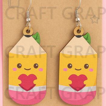 Intra απο ξύλο plywood  Χρώμα wenge 3mm-4mm πάχος - Cute Pencil Earrings – Back to School SV Δίασταση 3x3 cm INTRAFABR-77677321 - Image 1