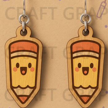 Intra απο ξύλο plywood Χρώμα wenge 3mm-4mm πάχος - Χαριτωμένα σκουλαρίκια με μολύβι Δίασταση 3x3 cm INTRAFABR-77677338 - Image 1