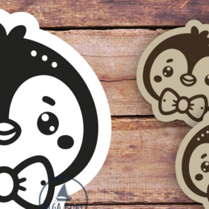 Intra απο ξύλο plywood  Χρώμα wenge 3mm-4mm πάχος - Χαριτωμένο λέιζερ με σκουλαρίκια πιγκουίνου Δίασταση 3x3 cm INTRAFABR-77677387