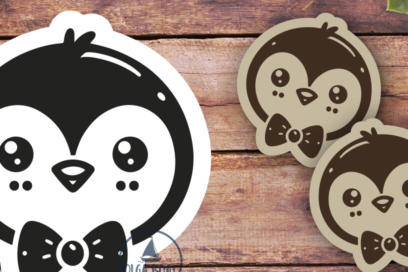 Intra απο ξύλο plywood  Χρώμα wenge 3mm-4mm πάχος - Χαριτωμένα σκουλαρίκια Penguin | με λέιζερ Δίασταση 3x3 cm INTRAFABR-77677396