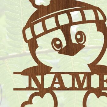 Intra απο ξύλο plywood Χρώμα wenge 3mm-4mm πάχος - Χαριτωμένο πινακίδα ονόματος πιγκουίνου Art Δίασταση 30x20 cm INTRAFABR-77677407 - Image 3