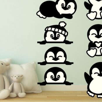 Intra απο ξύλο plywood  Χρώμα wenge 3mm-4mm πάχος - Cute Penguins Shapes File X 10 Δίασταση 30x20 cm INTRAFABR-26062710 - Image 1