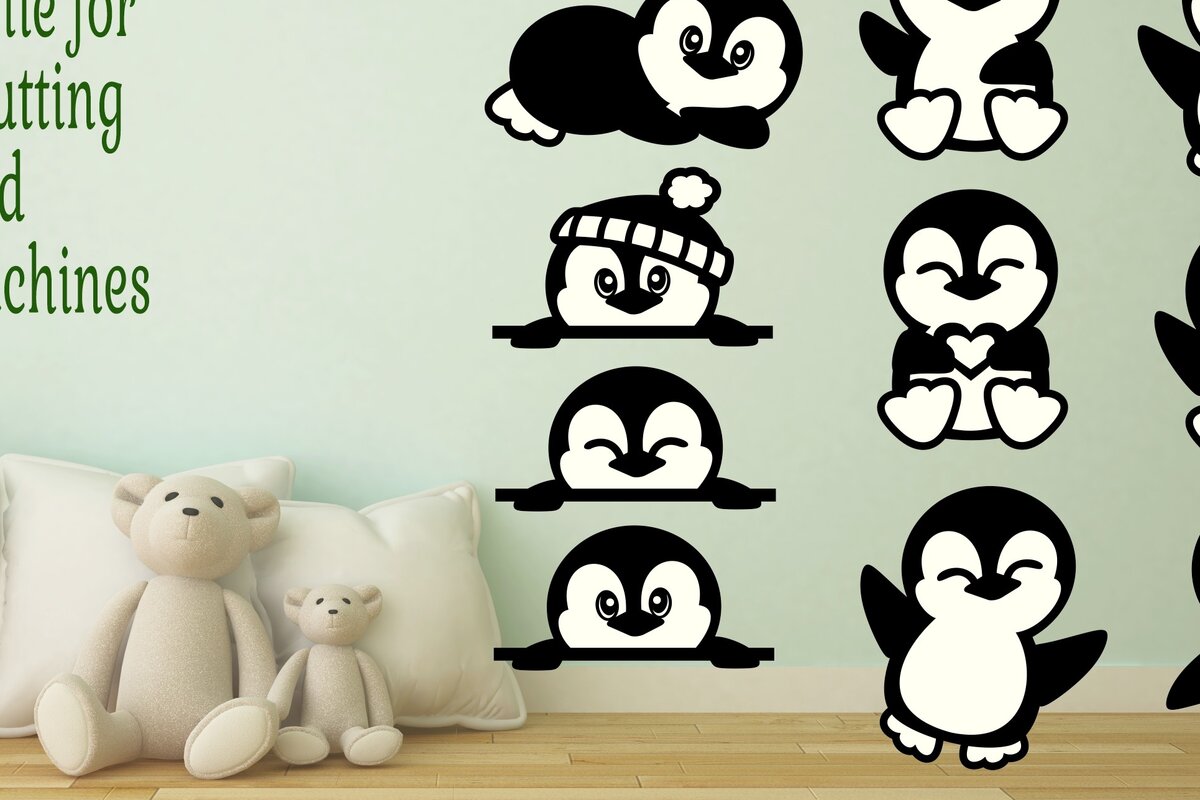 Intra απο ξύλο plywood  Χρώμα wenge 3mm-4mm πάχος - Cute Penguins Shapes File X 10 Δίασταση 30x20 cm INTRAFABR-26062710