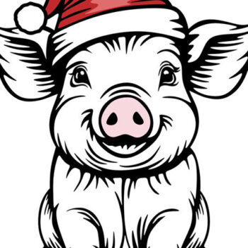 Intra απο ξύλο plywood  Χρώμα wenge 3mm-4mm πάχος - Χαριτωμένο γουρουνάκι με χριστουγεννιάτικα σχέδια με καπέλο Άγιου Βασίλη Δίασταση 30x20 cm INTRAFABR-119321908 - Image 5