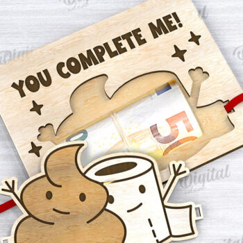 Intra απο ξύλο plywood  Χρώμα wenge 3mm-4mm πάχος - Cute Poo Money Holder Δίασταση 30x20 cm INTRAFABR-121945622 - Image 1