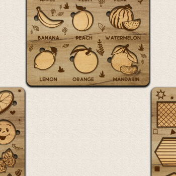 Intra απο ξύλο plywood  Χρώμα wenge 3mm-4mm πάχος - Πακέτο χαριτωμένο παζλ για παιδιά ΣΕΤ 13 Δίασταση 12x12 cm INTRAFABR-121690516 - Image 2