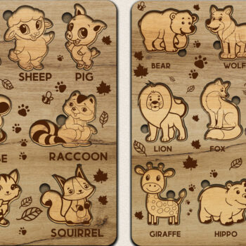 Intra απο ξύλο plywood  Χρώμα wenge 3mm-4mm πάχος - Πακέτο χαριτωμένο παζλ για παιδιά ΣΕΤ 13 Δίασταση 12x12 cm INTRAFABR-121690516 - Image 6