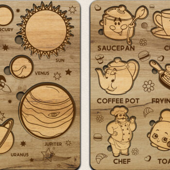 Intra απο ξύλο plywood  Χρώμα wenge 3mm-4mm πάχος - Πακέτο χαριτωμένο παζλ για παιδιά ΣΕΤ 13 Δίασταση 12x12 cm INTRAFABR-121690516 - Image 7