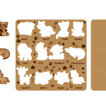 Intra απο ξύλο plywood  Χρώμα wenge 3mm-4mm πάχος - Πακέτο χαριτωμένο παζλ για παιδιά ΣΕΤ 13 Δίασταση 12x12 cm INTRAFABR-121690516 - Image 10