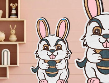 Intra απο ξύλο plywood  Χρώμα wenge 3mm-4mm πάχος - Cute Rabbit Lasered Δίασταση 20x20 cm INTRAFABR-118375245 - Image 1