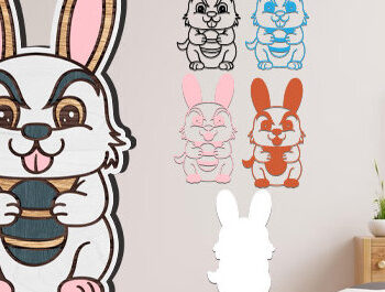 Intra απο ξύλο plywood  Χρώμα wenge 3mm-4mm πάχος - Cute Rabbit Lasered Δίασταση 20x20 cm INTRAFABR-118375245 - Image 3