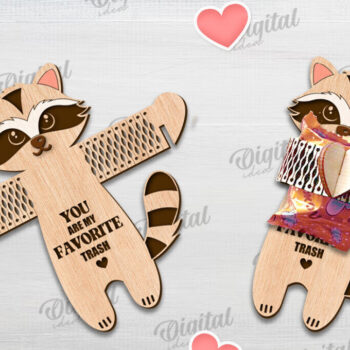 Intra απο ξύλο plywood Χρώμα wenge 3mm-4mm πάχος - Cute Raccoon Candy Holder Δίασταση 30x20 cm INTRAFABR-119028694 - Image 1