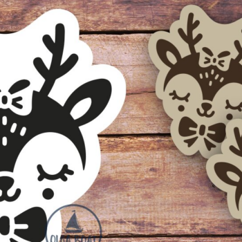 Intra απο ξύλο plywood Χρώμα wenge 3mm-4mm πάχος - Χαριτωμένα σκουλαρίκια από τάρανδο | Laser χαρακτικής Δίασταση 3x3 cm INTRAFABR-68731740 - Image 1