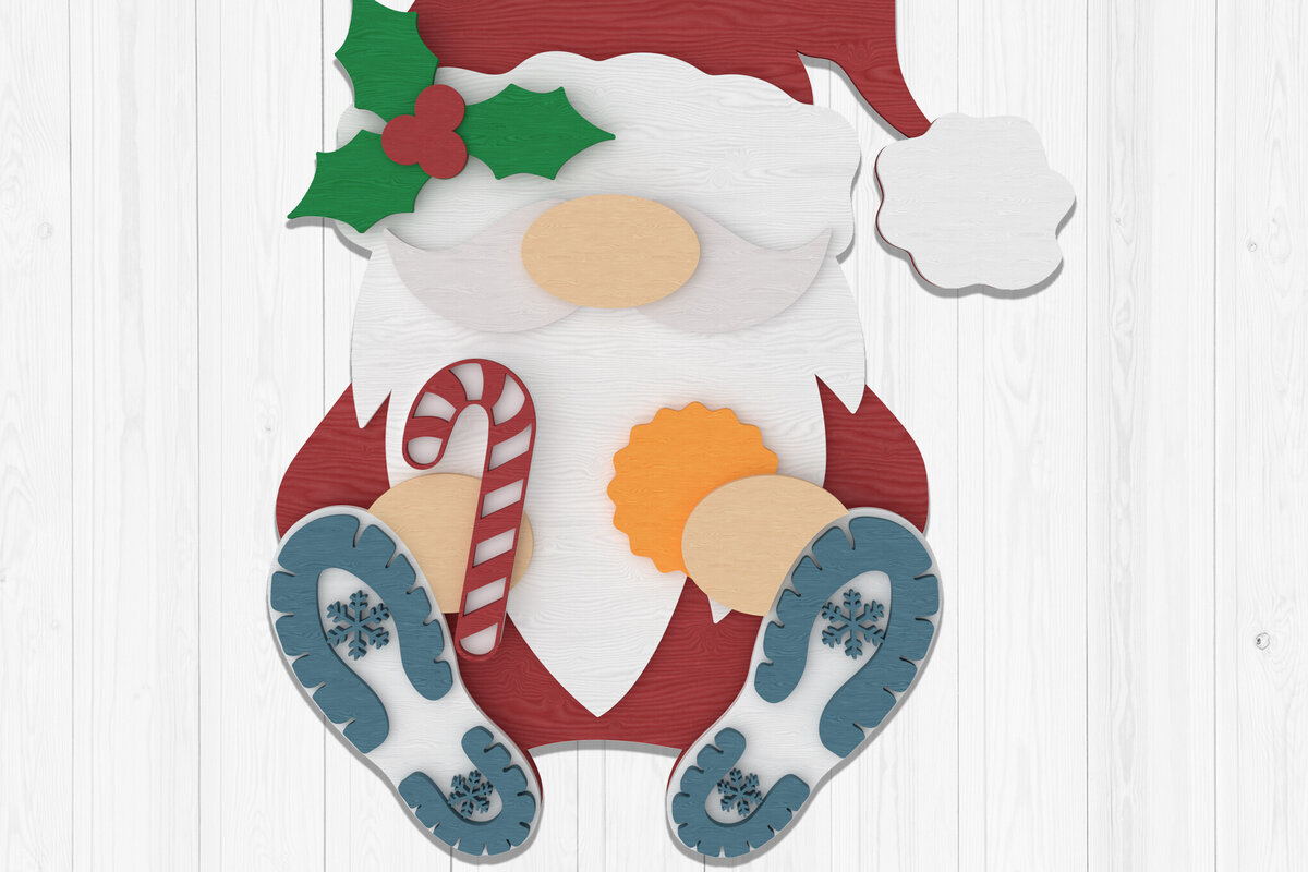 Intra απο ξύλο plywood  Χρώμα wenge 3mm-4mm πάχος - Χαριτωμένο χριστουγεννιάτικο ντεκόρ Santa Gnome Δίασταση 30x20 cm INTRAFABR-115253768