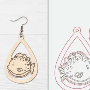 Intra απο ξύλο plywood  Χρώμα wenge 3mm-4mm πάχος - Χαριτωμένα θαλάσσια σκουλαρίκια με λέιζερ Δίασταση 3x3 cm INTRAFABR-88173653