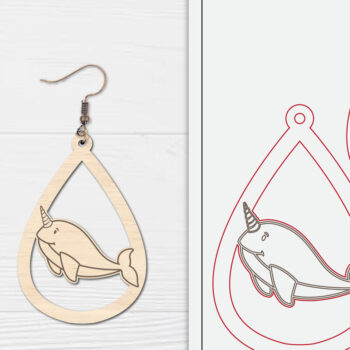 Intra απο ξύλο plywood  Χρώμα wenge 3mm-4mm πάχος - Χαριτωμένα θαλάσσια σκουλαρίκια με λέιζερ Δίασταση 3x3 cm INTRAFABR-124429259 - Image 1