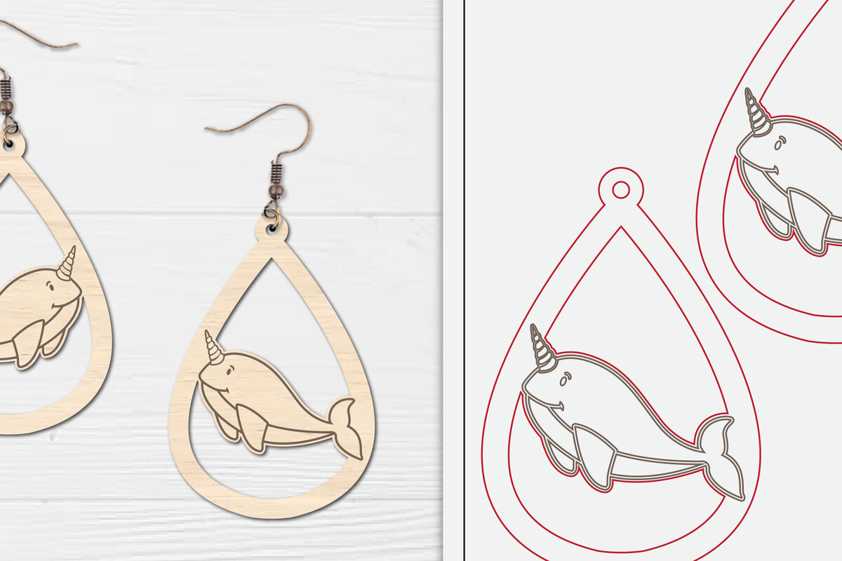 Intra απο ξύλο plywood  Χρώμα wenge 3mm-4mm πάχος - Χαριτωμένα θαλάσσια σκουλαρίκια με λέιζερ Δίασταση 3x3 cm INTRAFABR-124429259