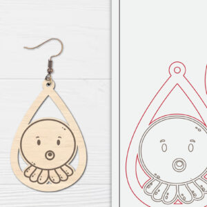 Intra απο ξύλο plywood  Χρώμα wenge 3mm-4mm πάχος - Χαριτωμένα θαλάσσια σκουλαρίκια με λέιζερ Δίασταση 3x3 cm INTRAFABR-115720918