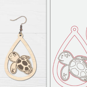 Intra απο ξύλο plywood  Χρώμα wenge 3mm-4mm πάχος - Χαριτωμένα θαλάσσια σκουλαρίκια με λέιζερ Δίασταση 3x3 cm INTRAFABR-113861581