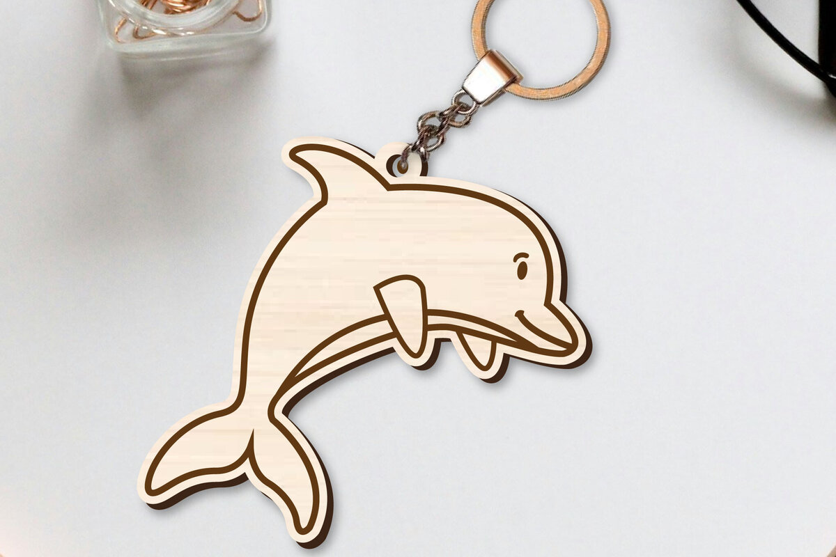 Intra απο ξύλο plywood  Χρώμα wenge 3mm-4mm πάχος - Χαριτωμένο θαλάσσιο μπρελόκ Δίασταση 4x4 cm INTRAFABR-109410098