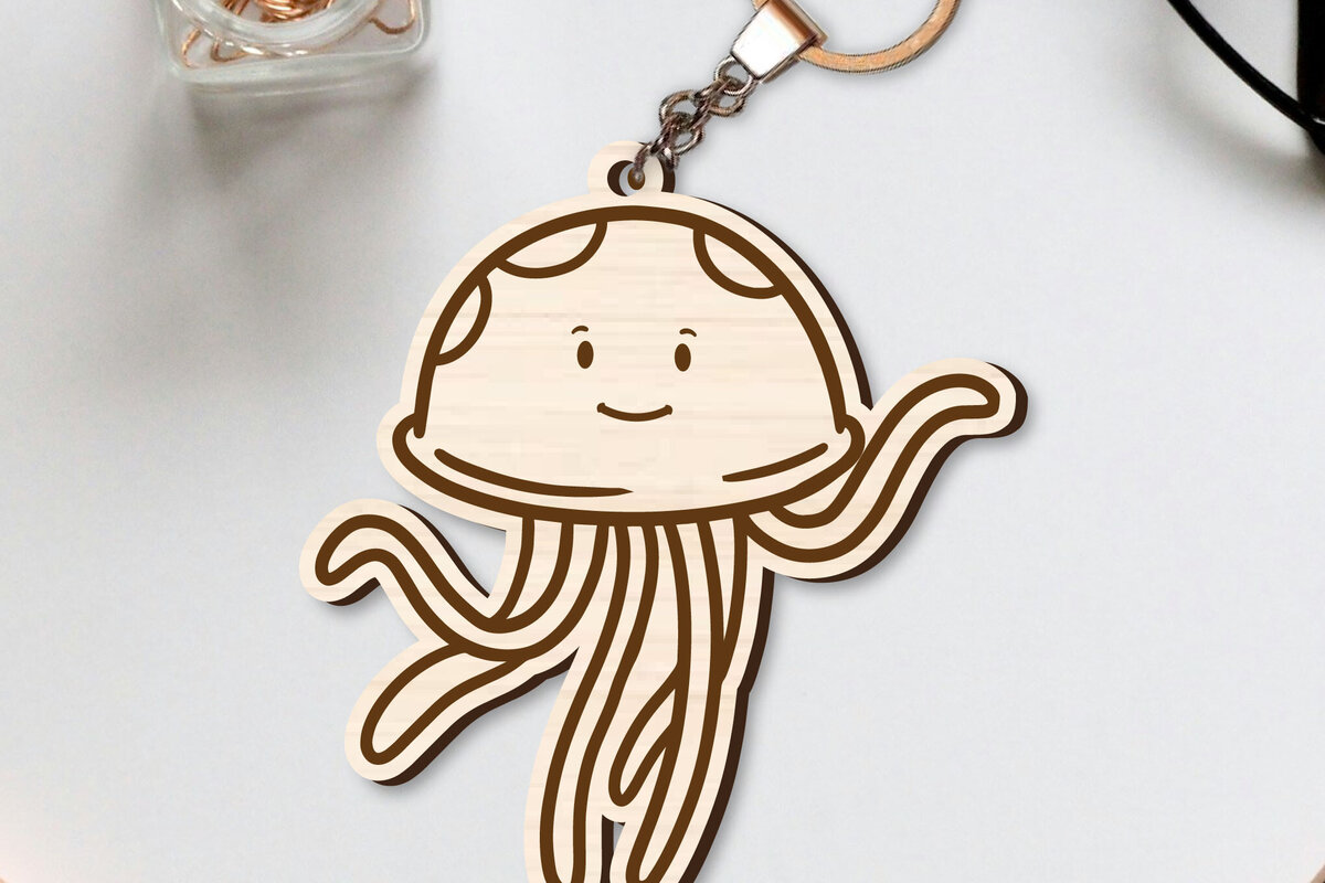 Intra απο ξύλο plywood  Χρώμα wenge 3mm-4mm πάχος - Χαριτωμένο θαλάσσιο μπρελόκ Δίασταση 4x4 cm INTRAFABR-109410063