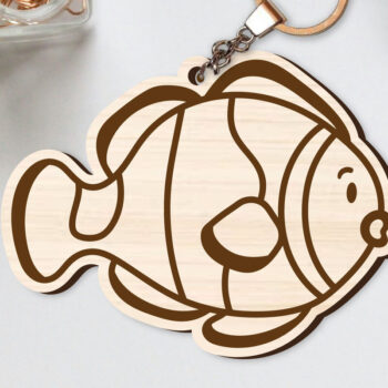 Intra απο ξύλο plywood  Χρώμα wenge 3mm-4mm πάχος - Χαριτωμένο θαλάσσιο μπρελόκ Δίασταση 4x4 cm INTRAFABR-119584677 - Image 1