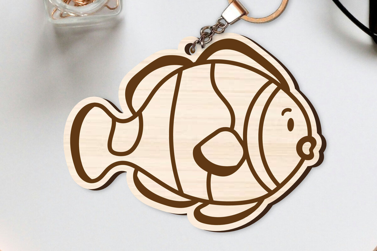 Intra απο ξύλο plywood  Χρώμα wenge 3mm-4mm πάχος - Χαριτωμένο θαλάσσιο μπρελόκ Δίασταση 4x4 cm INTRAFABR-119584677