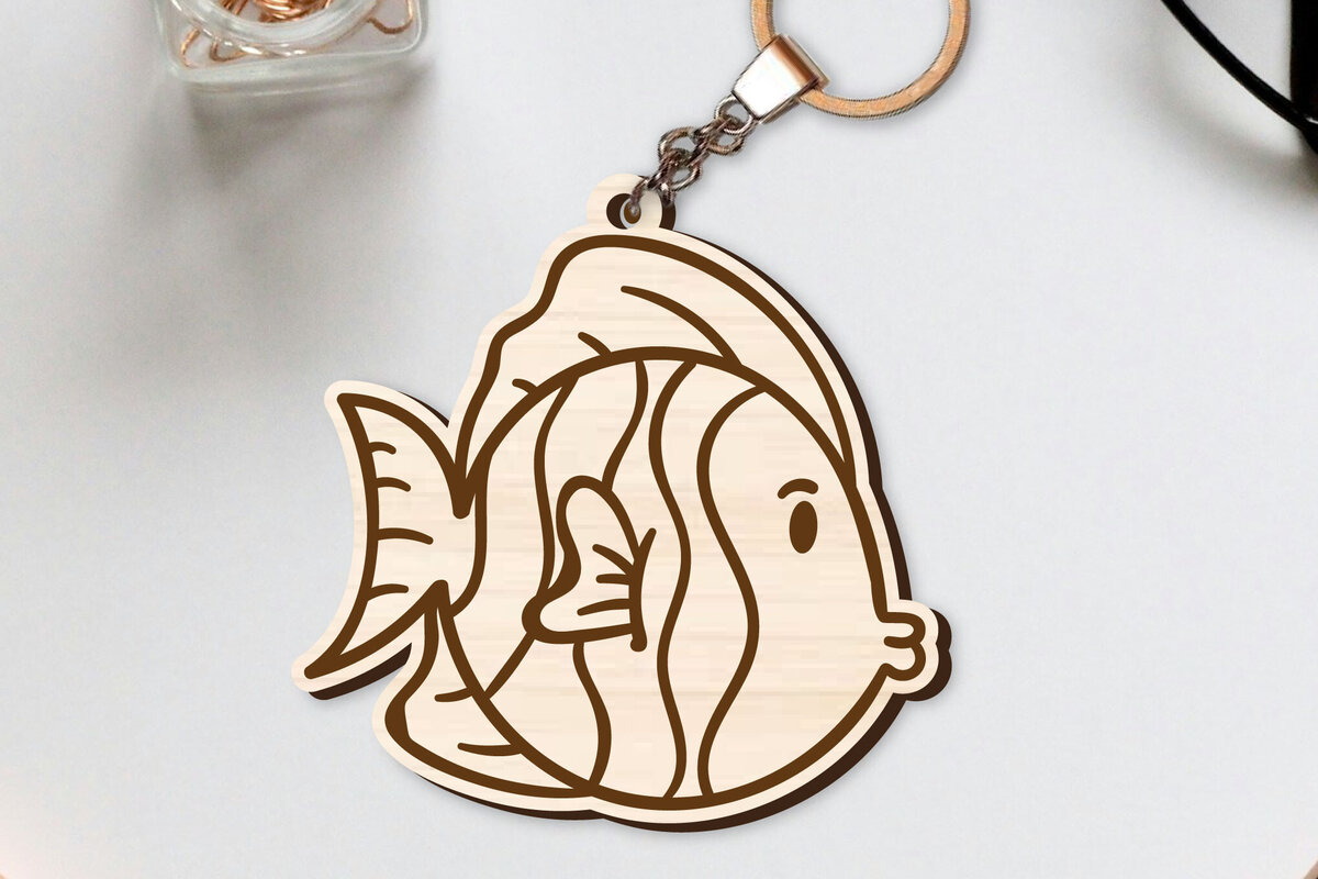 Intra απο ξύλο plywood  Χρώμα wenge 3mm-4mm πάχος - Χαριτωμένο θαλάσσιο μπρελόκ Δίασταση 4x4 cm INTRAFABR-119584607