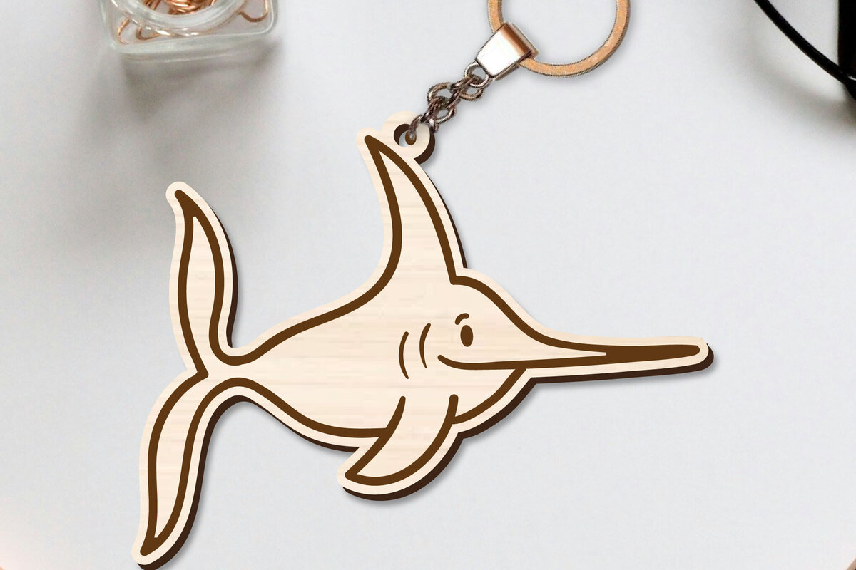 Intra απο ξύλο plywood  Χρώμα wenge 3mm-4mm πάχος - Χαριτωμένο θαλάσσιο μπρελόκ Δίασταση 4x4 cm INTRAFABR-106401236