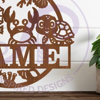 Intra απο ξύλο plywood  Χρώμα wenge 3mm-4mm πάχος - Χαριτωμένο θαλάσσιο ζώο με όνομα Δίασταση 30x20 cm INTRAFABR-69673643 - Image 1