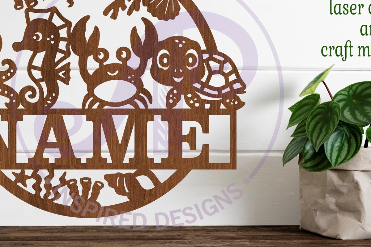 Intra απο ξύλο plywood  Χρώμα wenge 3mm-4mm πάχος - Χαριτωμένο θαλάσσιο ζώο με όνομα Δίασταση 30x20 cm INTRAFABR-69673643