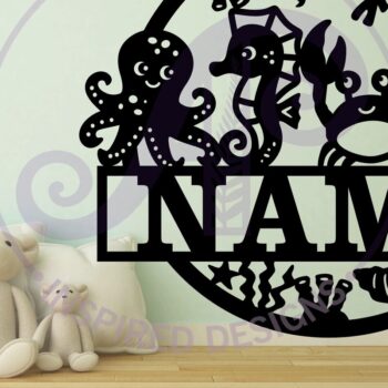 Intra απο ξύλο plywood  Χρώμα wenge 3mm-4mm πάχος - Χαριτωμένο θαλάσσιο ζώο με όνομα Δίασταση 30x20 cm INTRAFABR-69673643 - Image 2