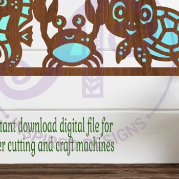 Intra απο ξύλο plywood  Χρώμα wenge 3mm-4mm πάχος - Χαριτωμένο θαλάσσιο ζώο τέχνης τοίχου, . Δίασταση 40x50 cm INTRAFABR-69673655 - Image 1