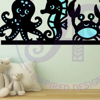 Intra απο ξύλο plywood  Χρώμα wenge 3mm-4mm πάχος - Χαριτωμένο θαλάσσιο ζώο τέχνης τοίχου, . Δίασταση 40x50 cm INTRAFABR-69673655 - Image 2