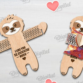 Intra απο ξύλο plywood  Χρώμα wenge 3mm-4mm πάχος - Cute Sloth Candy Holder Δίασταση 30x20 cm INTRAFABR-69673869 - Image 1