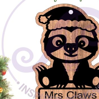 Intra απο ξύλο plywood  Χρώμα wenge 3mm-4mm πάχος - Χαριτωμένο χριστουγεννιάτικο στολίδι Sloth Laser Δίασταση 6x6 cm INTRAFABR-69674596 - Image 1