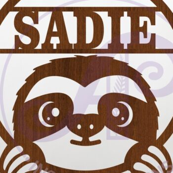 Intra απο ξύλο plywood  Χρώμα wenge 3mm-4mm πάχος - Cute Sloth Name Wall Art Sign, Δίασταση 40x50 cm INTRAFABR-69674651 - Image 1