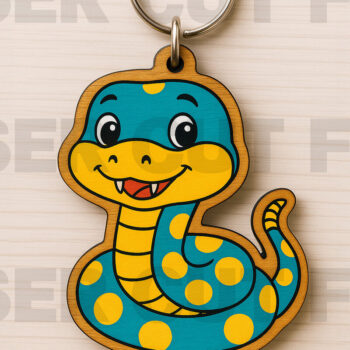 Intra απο ξύλο plywood Χρώμα wenge 3mm-4mm πάχος - Keychain Cute Snake Δίασταση 4x4 cm INTRAFABR-69674709 - Image 1