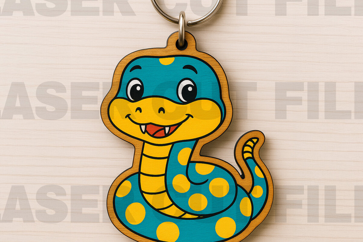 Intra απο ξύλο plywood  Χρώμα wenge 3mm-4mm πάχος - Keychain Cute Snake Δίασταση 4x4 cm INTRAFABR-69674709