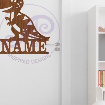 Intra απο ξύλο plywood  Χρώμα wenge 3mm-4mm πάχος - Cute T Rex Σήμα ονόματος Δίασταση 30x20 cm INTRAFABR-72700386 - Image 3