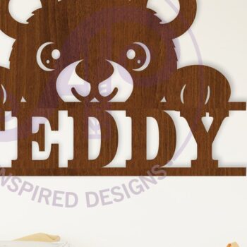 Intra απο ξύλο plywood  Χρώμα wenge 3mm-4mm πάχος - Χαριτωμένο αρκουδάκι με όνομα Δίασταση 30x20 cm INTRAFABR-123180269 - Image 1