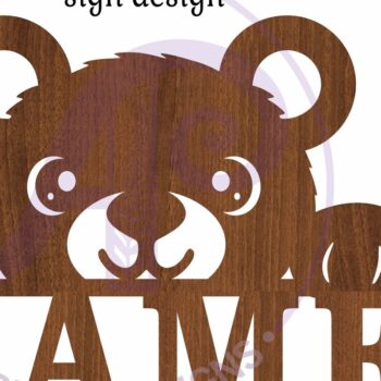 Intra απο ξύλο plywood  Χρώμα wenge 3mm-4mm πάχος - Χαριτωμένο αρκουδάκι με όνομα Δίασταση 30x20 cm INTRAFABR-123180269 - Image 4