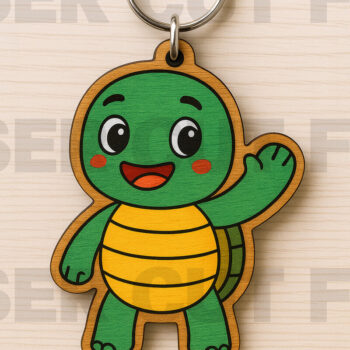 Intra απο ξύλο plywood Χρώμα wenge 3mm-4mm πάχος - Μπρελόκ Cute Turtle Δίασταση 4x4 cm INTRAFABR-88423347 - Image 1