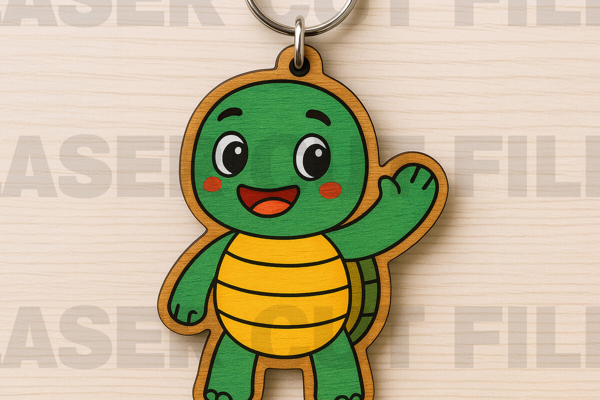 Intra απο ξύλο plywood  Χρώμα wenge 3mm-4mm πάχος - Μπρελόκ Cute Turtle Δίασταση 4x4 cm INTRAFABR-88423347