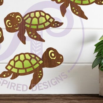 Intra απο ξύλο plywood Χρώμα wenge 3mm-4mm πάχος - Χαριτωμένα σχήματα αρχείων κομμένα με λέιζερ χελώνες. 5 Δίασταση 30x20 cm INTRAFABR-109489468 - Image 1