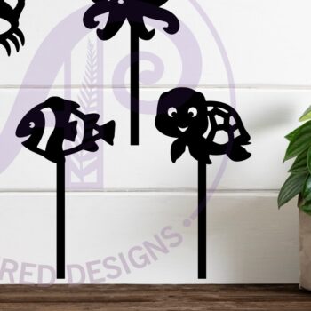 Intra απο ξύλο plywood  Χρώμα wenge 3mm-4mm πάχος - Χαριτωμένα υποβρύχια ζώα Cupcake Toppers Δίασταση 30x20 cm INTRAFABR-109169820 - Image 2